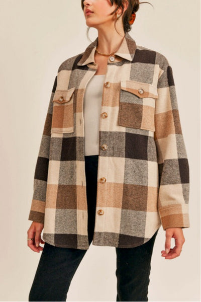 PLAID BUTTON DOWN JACKET