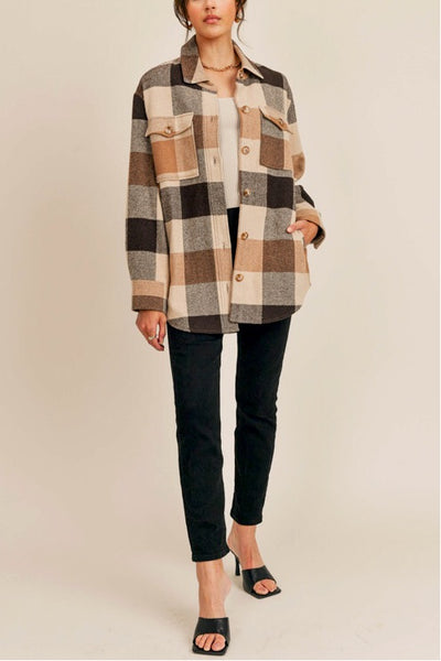 PLAID BUTTON DOWN JACKET