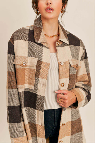 PLAID BUTTON DOWN JACKET