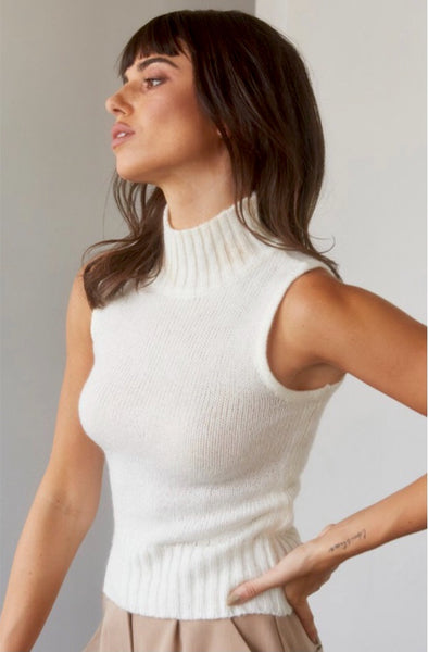 IVORY AIDA TURTLENECK SLEEVELESS TANK