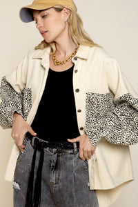 VANILLA ANIMAL PRINT OVERSIZED DENIM JACKET