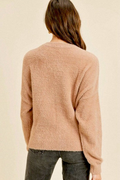 MAUVE STATEMENT FUZZY SWEATER