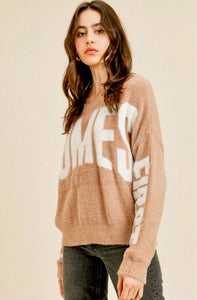 MAUVE STATEMENT FUZZY SWEATER