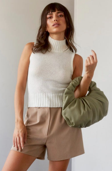 IVORY AIDA TURTLENECK SLEEVELESS TANK