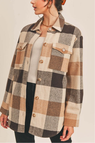 PLAID BUTTON DOWN JACKET